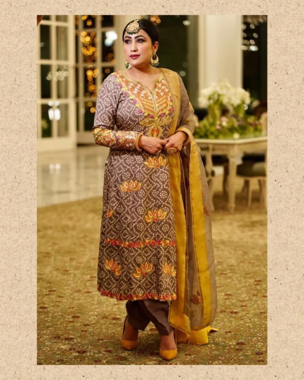Marriage Punjabi Suit Brown