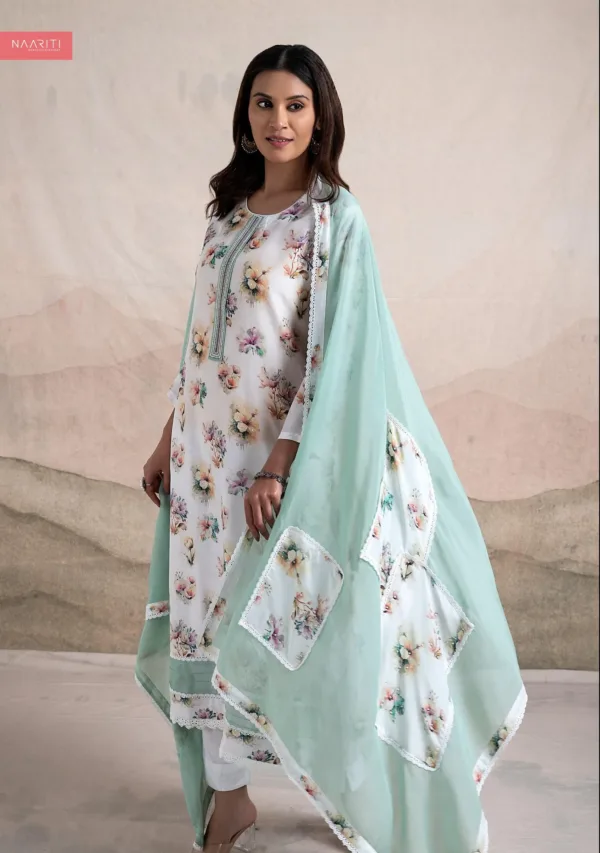 Naariti Noorana Muslin Suits With Embroidery Blue