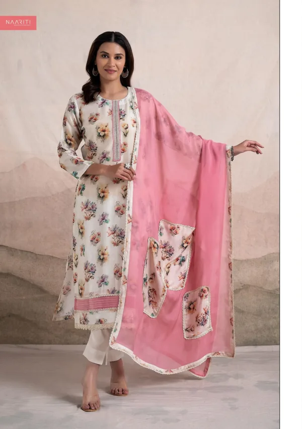 Naariti Noorana Muslin Suits With Embroidery Pink