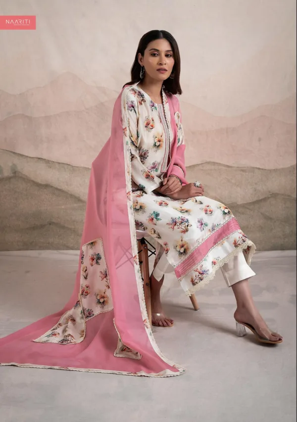 Naariti Noorana Muslin Suits With Embroidery Pink