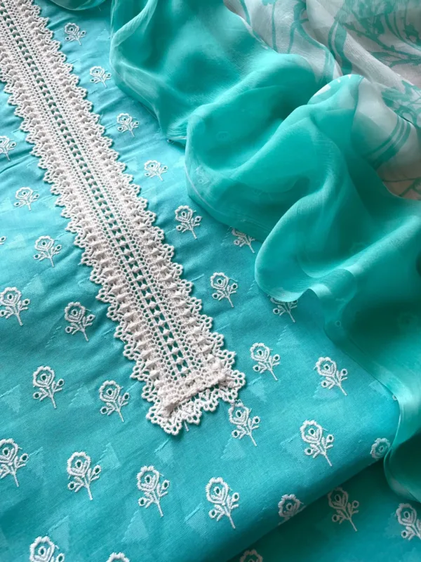 Naariti Rivera Cotton Suit With Pure Dupatta | Blue
