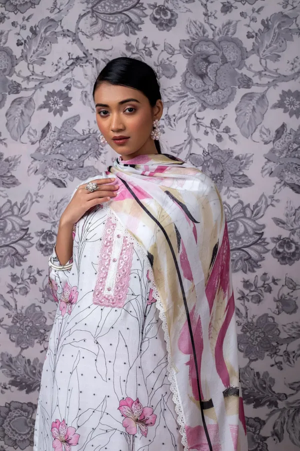 Exclusive Naariti Breezy Suits For Women White & Pink