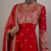 Red Anarkali Suit Design With Embroidery | Bridal Punjabi Suit