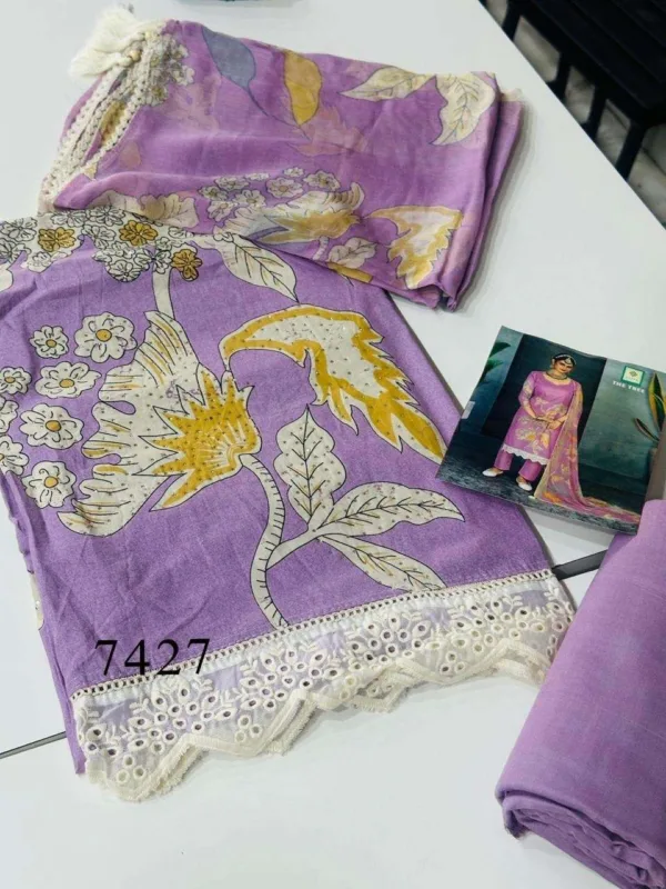 Aadya Pure cotton Printed suits purple