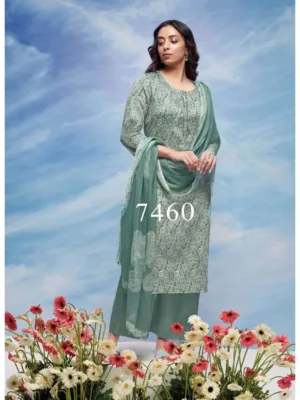 Ganga tamar brand Printed Cotton Suits | green