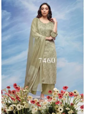 Ganga tamar brand Printed Cotton Suits light Green