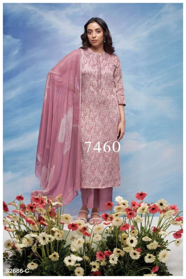 Ganga tamar brand Printed Cotton Suits | pink