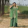 Punjabi Hand embroidery suits green color