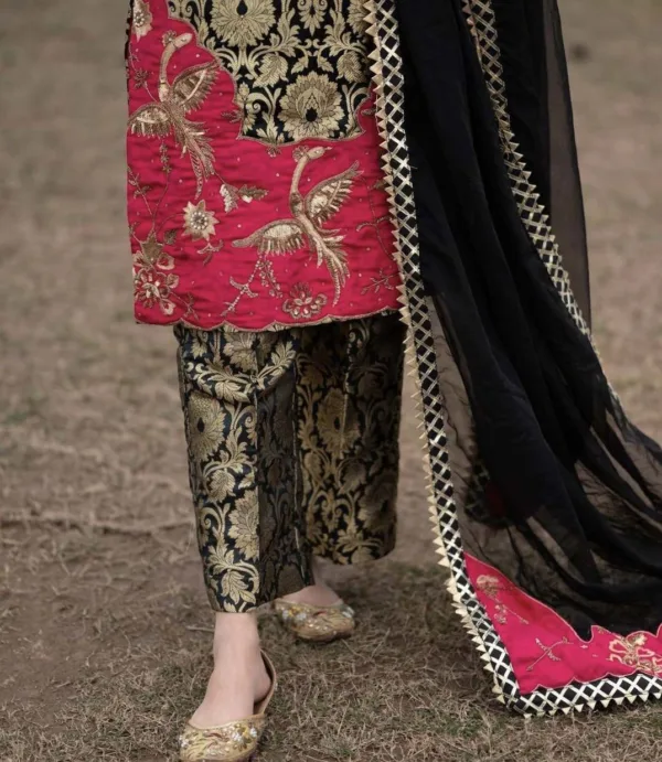 Brocade Punjabi pant suit black