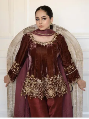 Designer velvet suit design Anarkali