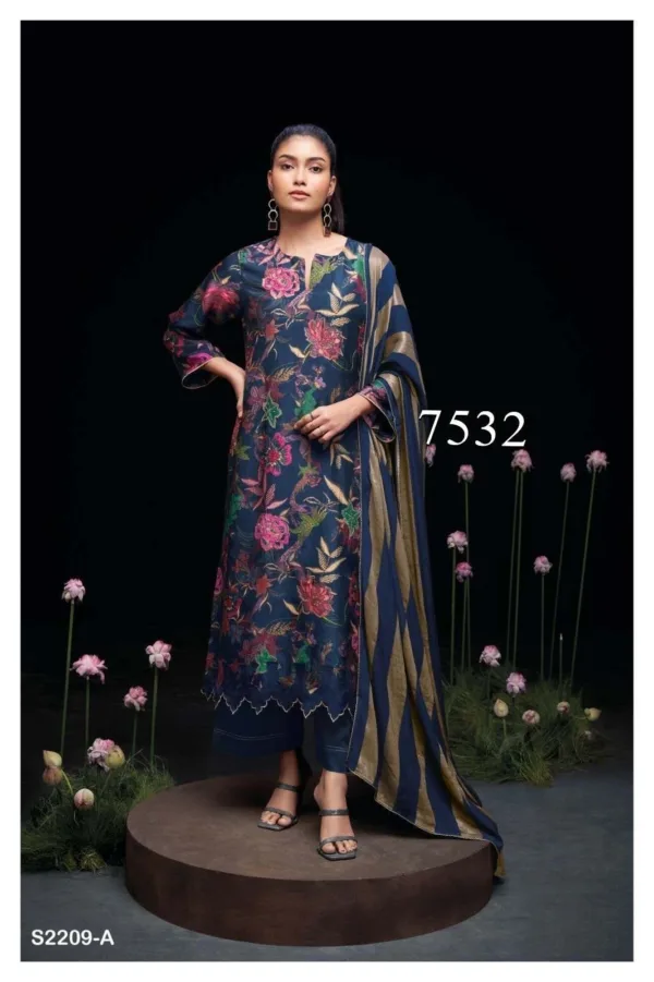 Ganga Aiko pure silk suits for women blue