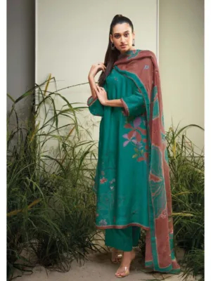 Ganga ainslee silk suit single piece | Green