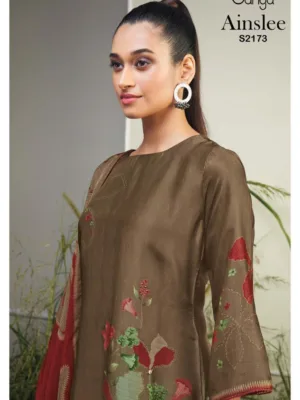 Ganga ainslee silk suit single piece | Green