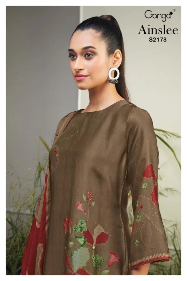 Ganga ainslee silk suit single piece | Green