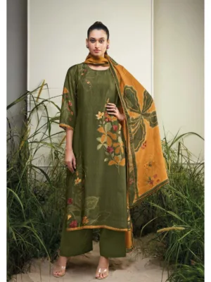 Ganga ainslee silk suit single piece | Green