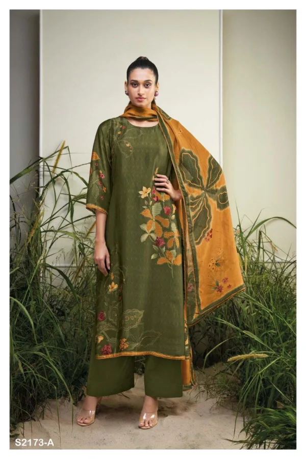 Ganga ainslee silk suit single piece | Green