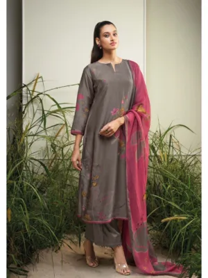 Ganga ainslee silk suit single piece | Grey