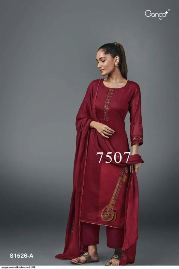 Ganga NEERA silk suit designs for ladies mehroon