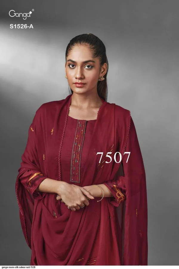 Ganga NEERA silk suit designs for ladies mehroon