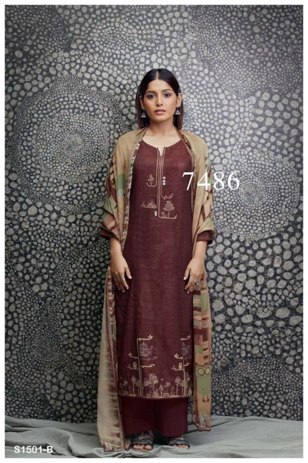 Ganga suits Netra Pure cotton salwar suit mehroon