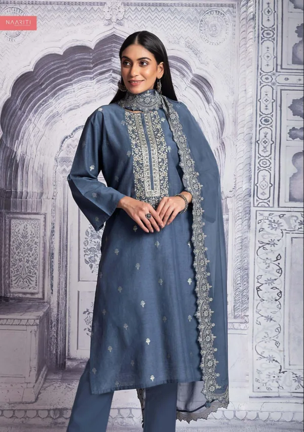 Naariti amiya linen cotton salwar suit for ladies blue