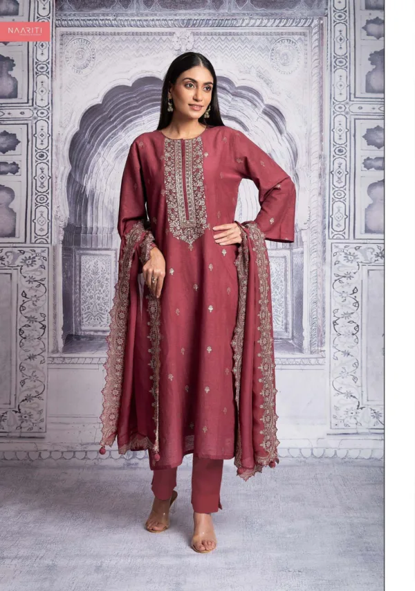 Naariti amiya linen cotton salwar suit for ladies red