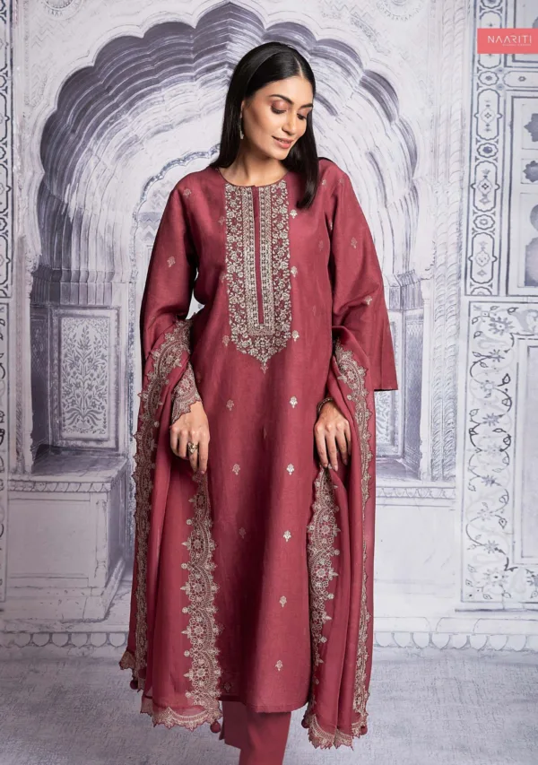 Naariti amiya linen cotton salwar suit for ladies red