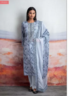 Naariti ditza pure silk suit with embroidery blue