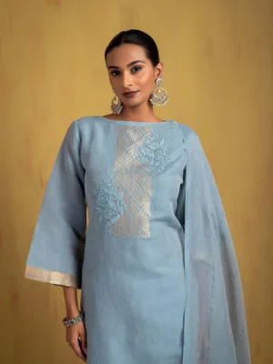 Naariti Swadar linen suit women Blue