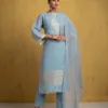 Naariti Swadar linen suit women Blue