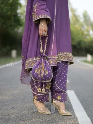 Punjabi Anarkali suit design purple