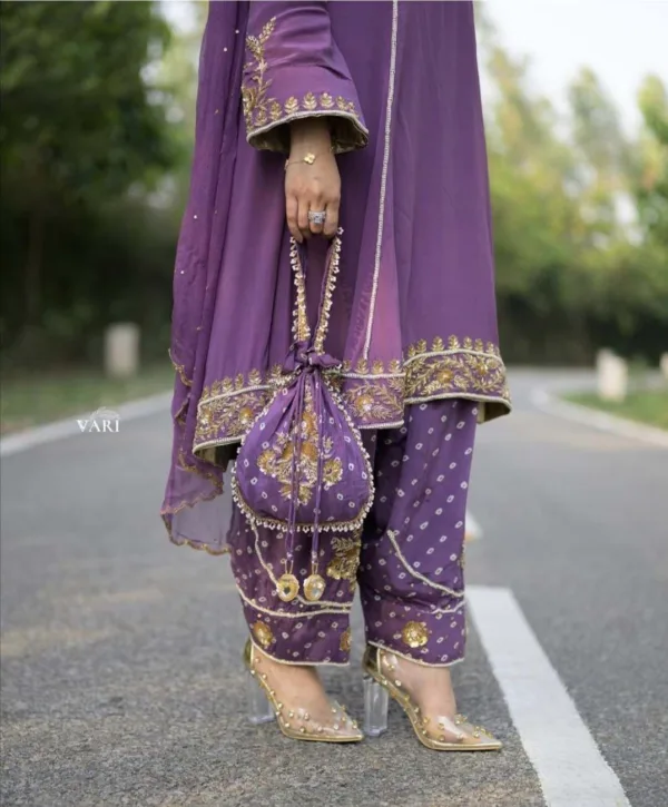 Punjabi Anarkali suit design purple