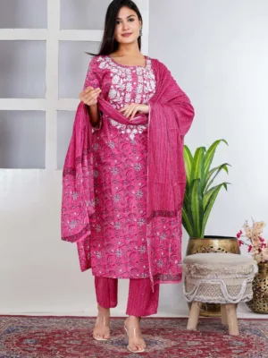 Pure cotton kurta pant set for women pink