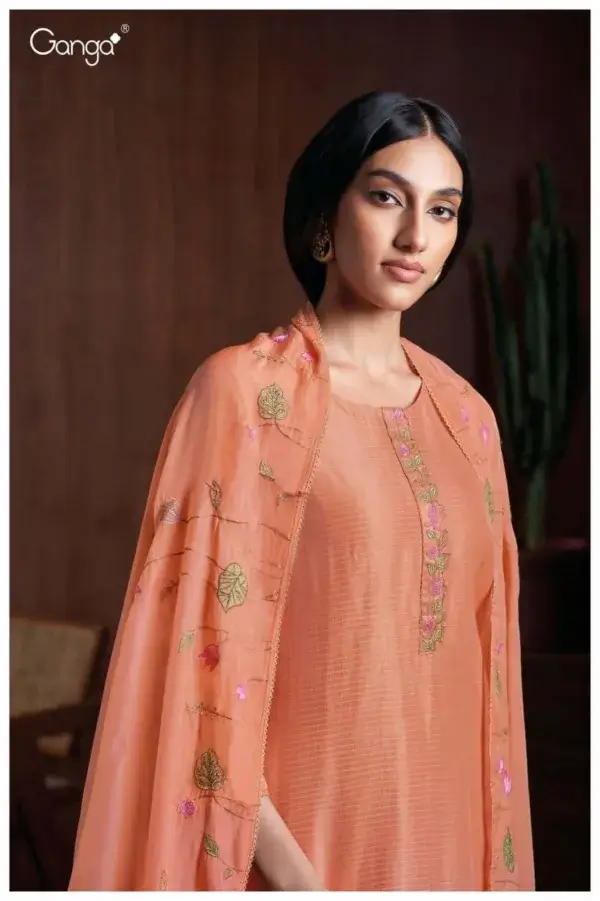 Ganga charvi silk salwar suit with organza duppata