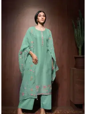 Ganga charvi silk salwar suit with organza duppata