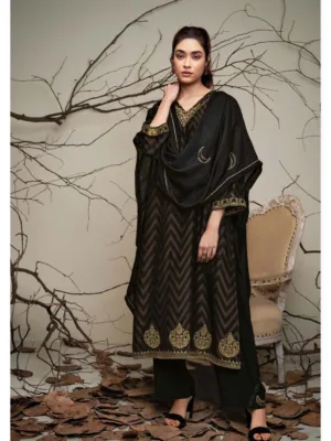 Ganga Clara pure silk suit neck design