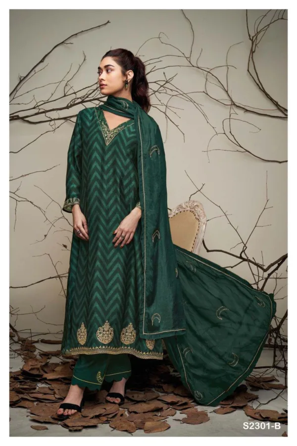 Ganga Clara pure silk suit neck design