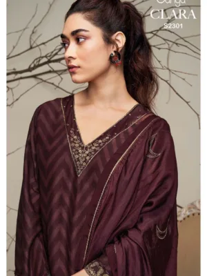 Ganga Clara pure silk suit neck design