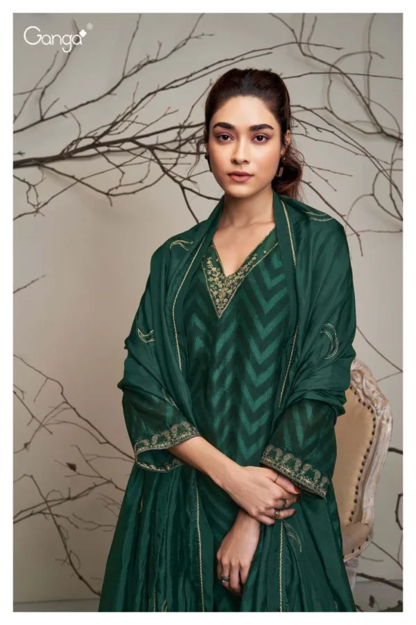 Ganga Clara pure silk suit neck design