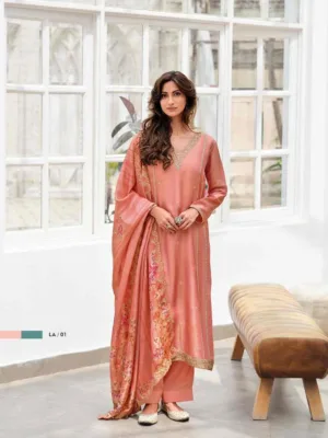 Varsha Liana tissue shimmer party wear suit