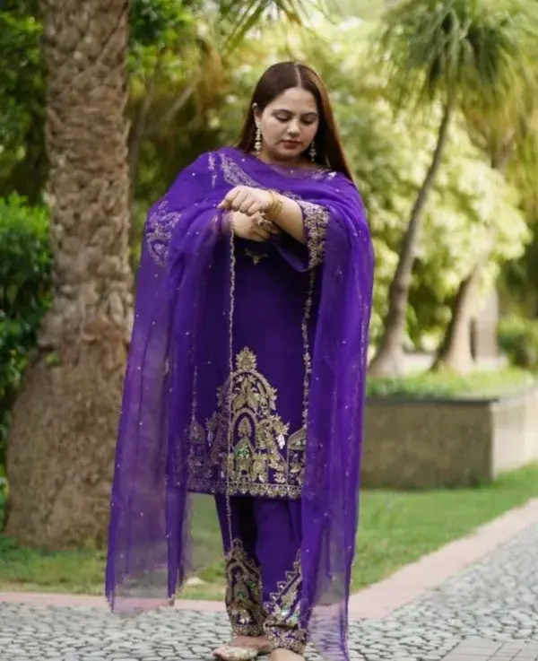 Punjabi party wear suit for wedding Velvet or Silk