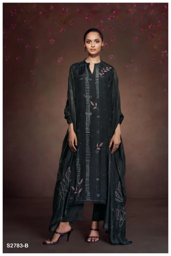 Ganga Sofia Printed silk handembroidery suit