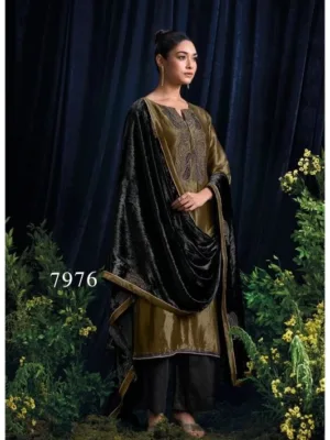 Ganga Thuja silk suits with Velvet stole