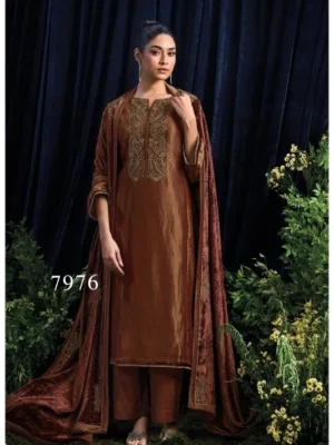 Ganga Thuja silk suits with Velvet stole