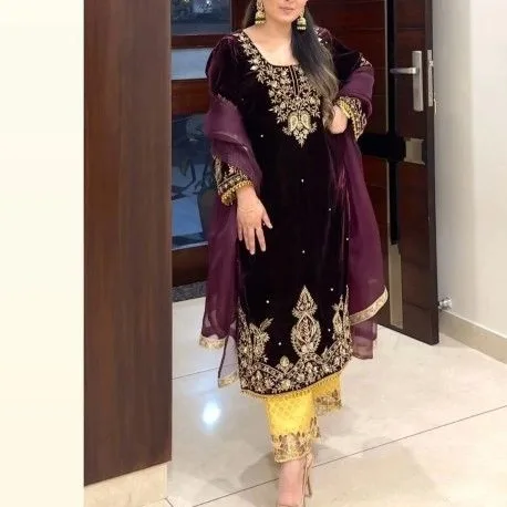 Buy Velvet suit design for ladies Party wear Online Fashion