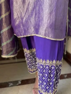 Purple Punjabi suit | Tissue silk suit