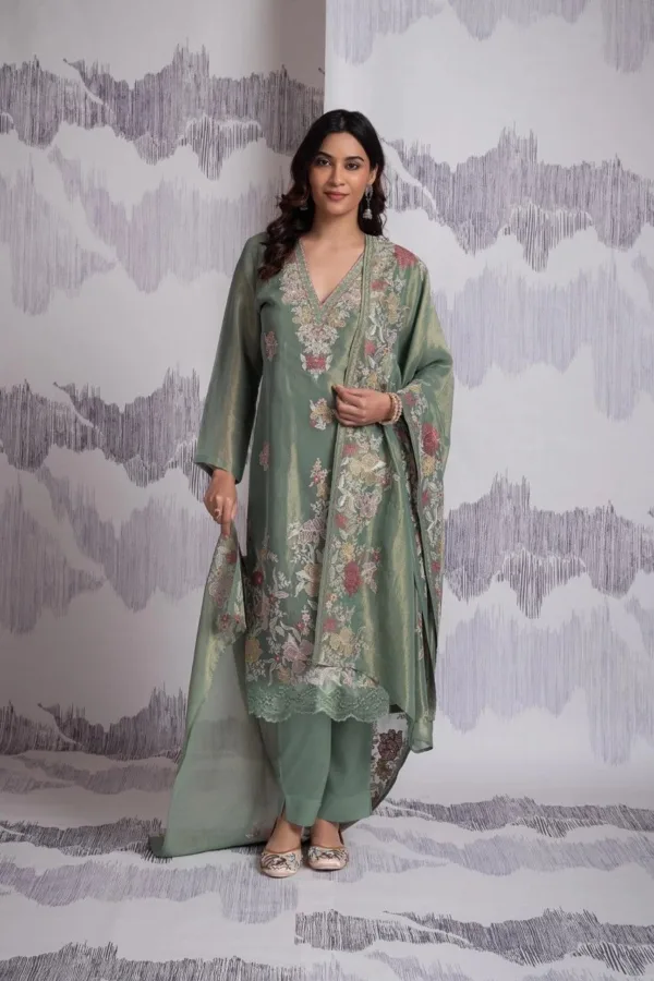 Naariti tauras organza suit set with embroidery