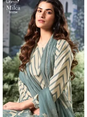 Ganga Milca pure cotton suit with chiffon Duppata