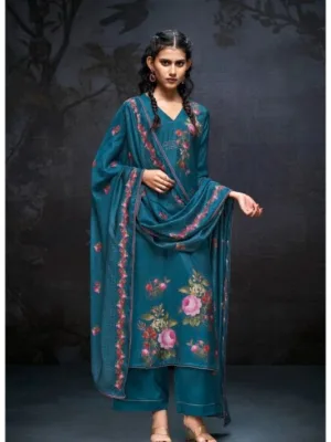 Ganga Fera silk suit set for ladies - Blue