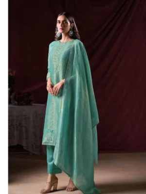 Ganga Arnisa Designer silk suits for women - Green